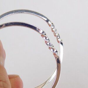 vintage large 2 inch silver hoops with twist minimalist